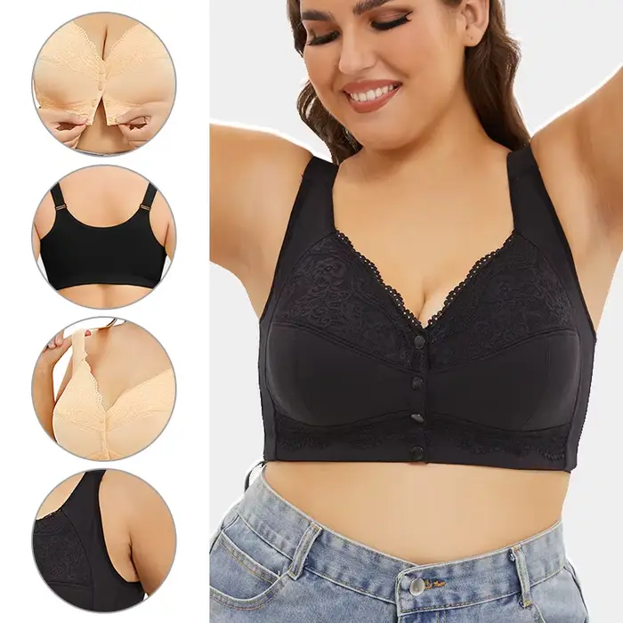 Dámska podprsenka veľká veľkosť bezdrôtové predné uzavretie čipky push up spodná bielizeň sexy elegantné špeciálne príležitosti