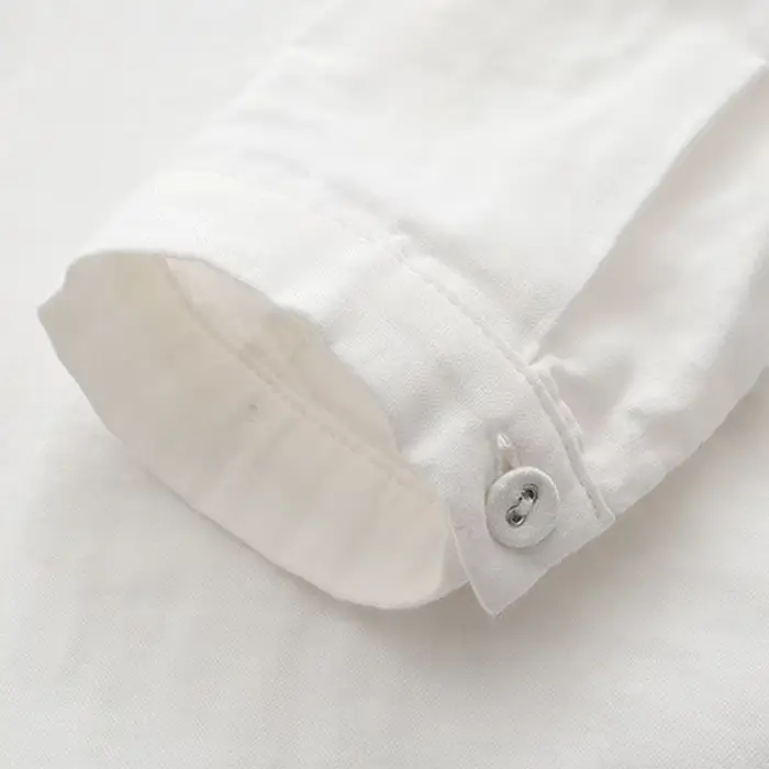 Chemise brodée de fleurs en fil double couche pour femmes, chemisier en coton femme, manches longues