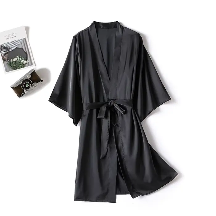 Kimono peignoir Robe femme Robe ensemble Satin vêtements de nuit décontracté chemise de nuit mariée 