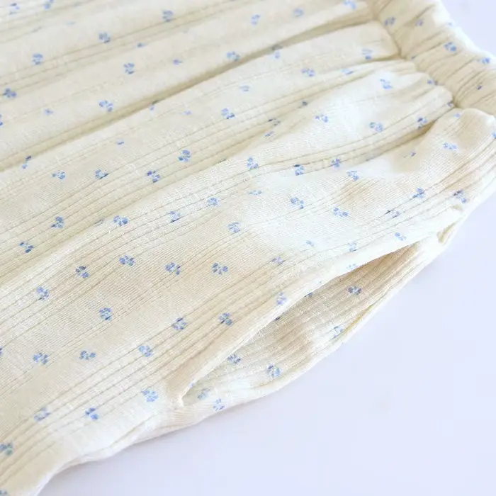 Pyjama en coton tricoté jacquard à motifs floraux pour femmes style pastoral basique automne printemps confort doux