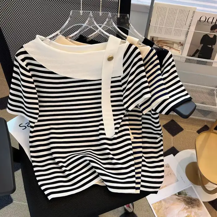 Sexy a elegantný sveter pre ženy, klubový štýl, voľný strih, polyester a bavlna, leto 2024, netopierie rukávy, delený golier, pre rôzne spoločenské príležitosti