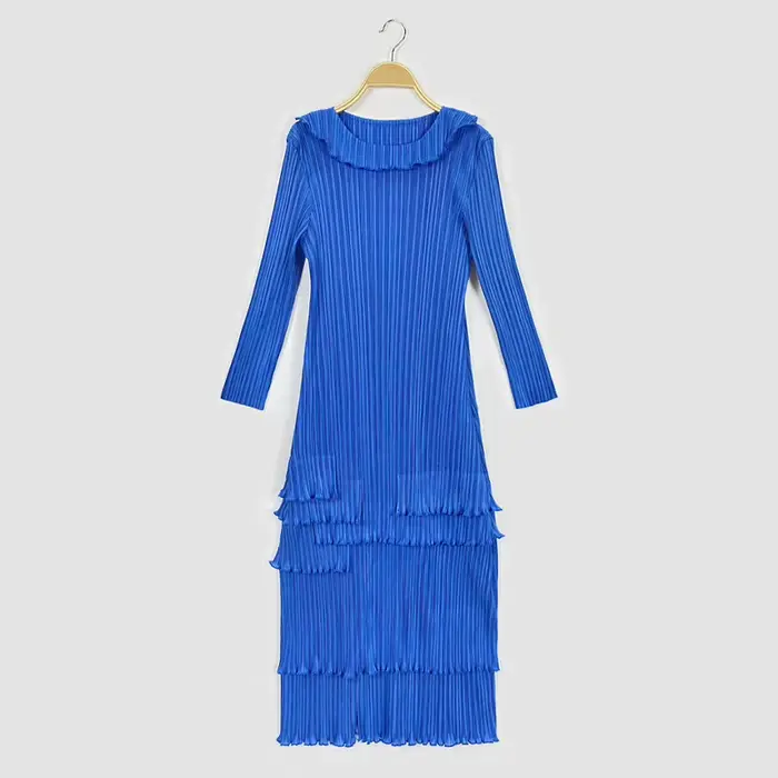 Robe plissée à la mode trois manoirs, robe de gâteau vieillissante de tempérament, fouet de concepti