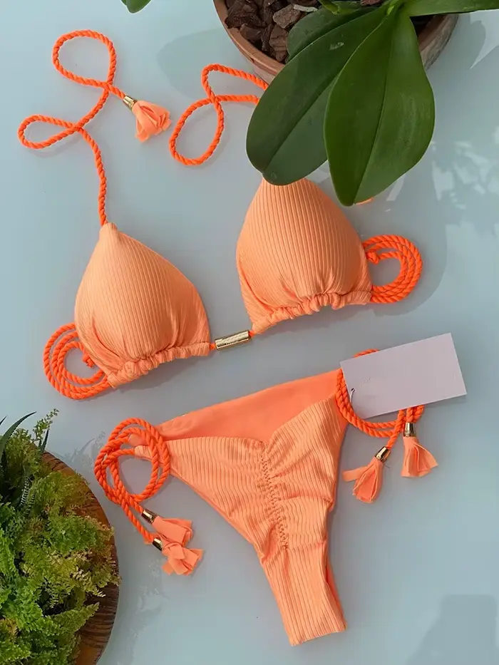 Ruotongsept Sexy pevný trojuholník Bikini Set pre ženy Beach Style Špeciálne príležitosti