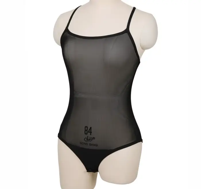 Justaucorps en maille transparente pour femme, costume de batterie une pièce, string coupe haute, tenue de base FibrDance, noir nude, danse du ventre, tenue de spectacle, lingerie pour danse, occasion spéciale