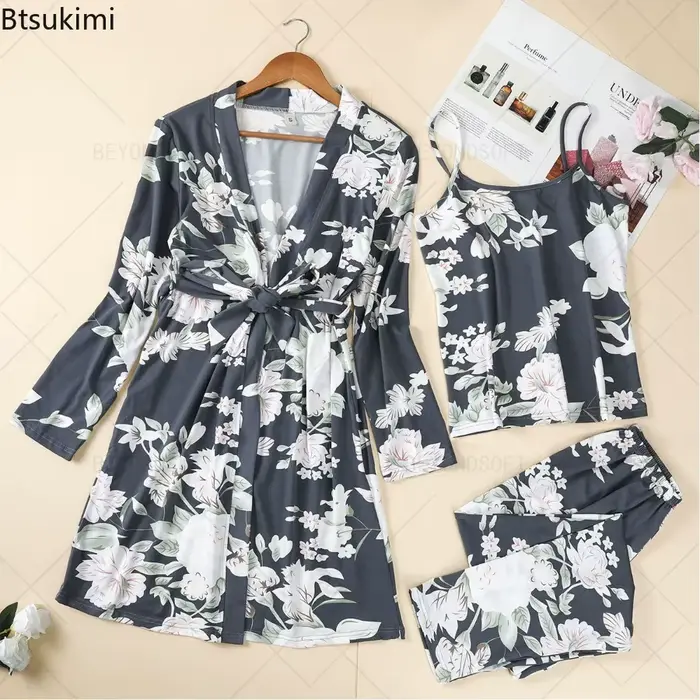 3 kusy pyžamový set pre ženy, vnútorné oblečenie, letný štýl ľahký, pohodlný, ležérny, jednoduchý, všestranný, elegantný, voľný strih