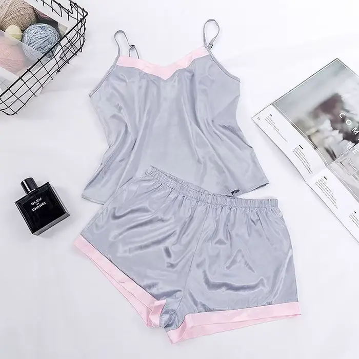 Ensemble de pyjama en dentelle 2026 à imprimé pois pour femmes, pyjama en satin extensible à col en V, lingerie sexy, vêtements de nuit, vêtements de maison