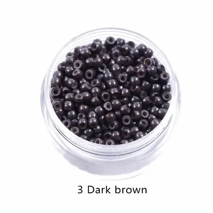 500 pièces perles d'anneau en cuivre 3.0mm nano perles d'anneau doublées de silicone micro pour exte