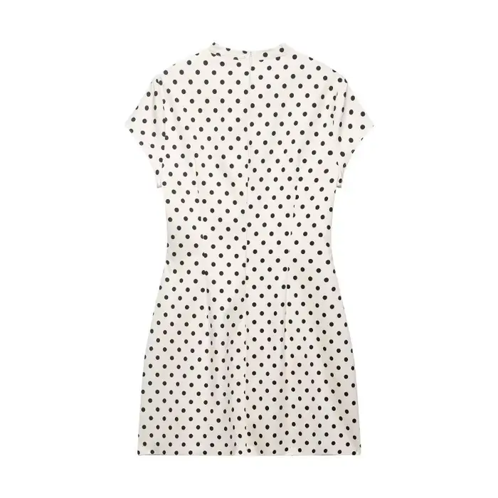 Mini-robe à découpes avec nœud papillon sur le devant, robe moulante à pois à manches courtes pour f