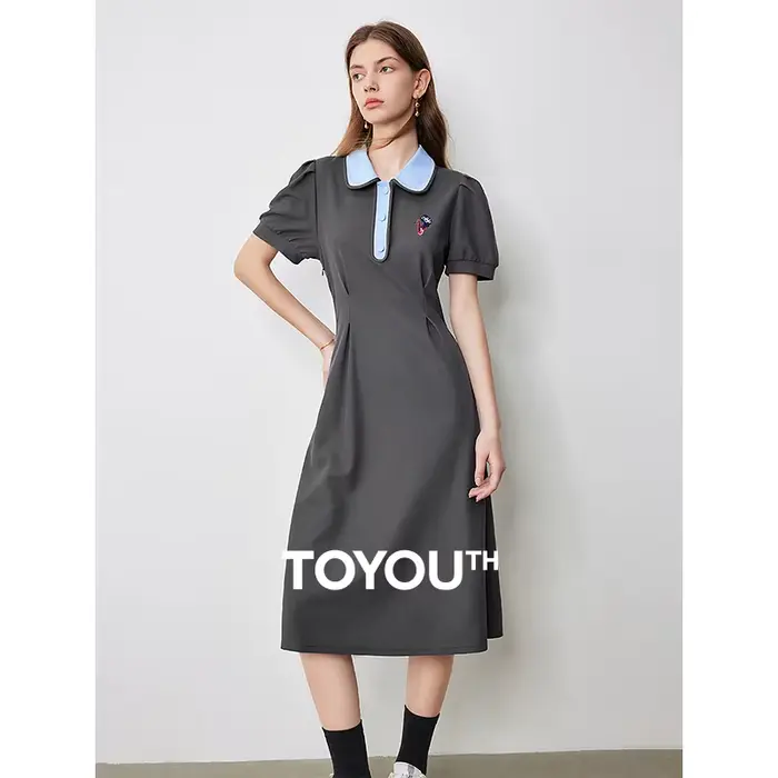 Toyouth šaty z bavlny a polyesteru s jemnou výšivkou pre ženy, elegantná silueta, rolák, fit fit, pre obrady a letné večery