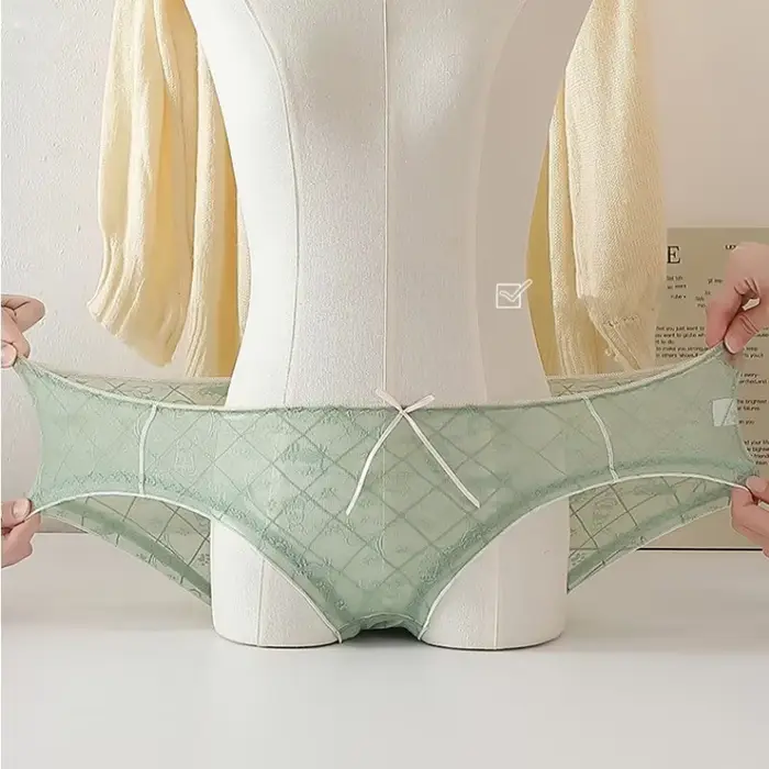 Veľká veľkosť M až 4XL dievčenské čipkované nohavičky mliečne pocitové slipky cukríkové farby sieťované bavlnené klinové dámske sexy spodné prádlo