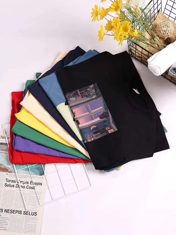 T-shirt imprimé Tea-Rex rose mignon pour femme, col rond, chemise surdimensionnée adt, Harajuku, tou