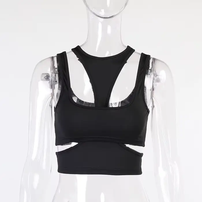 Y2k Sexy biely strihaný dámsky t-shirt bez rukávov tenký tričko žena oblečenie 2023 leto móda krátky top