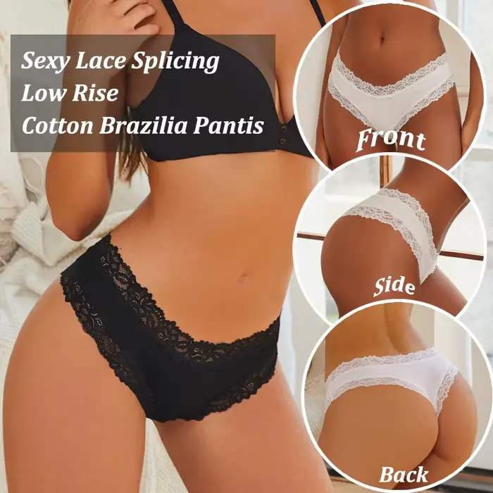 Dámske sexy brazílske čipka nohavičky, spodná bielizeň mäkká bavlna, nízky pás, pevné, priedušné spodná bielizeň