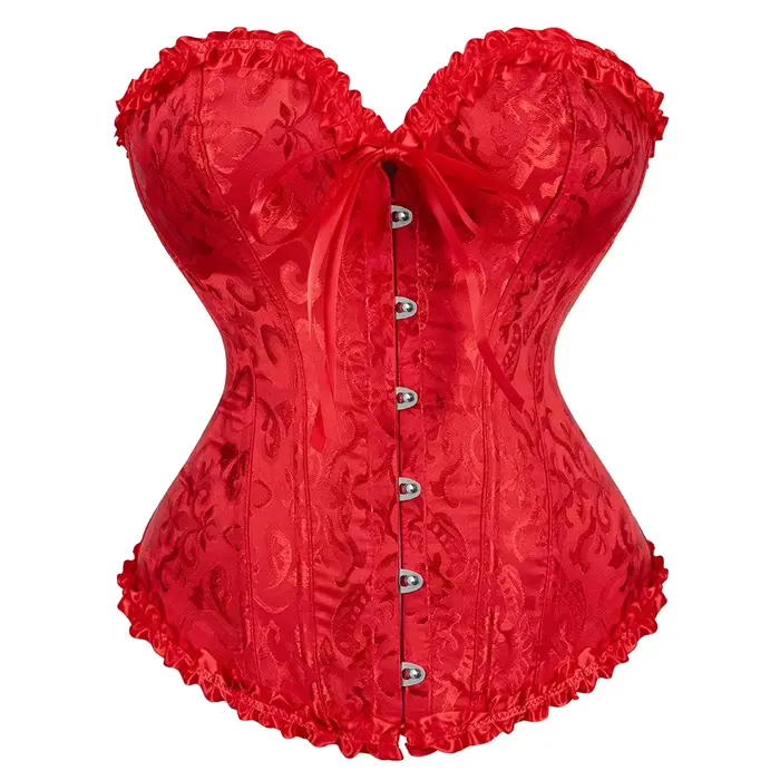 Dámske sexy bustiers a korzety kvetinová čipka kryt pre ženy Vintage gotické korzety Surbust satén Jacquard korzety