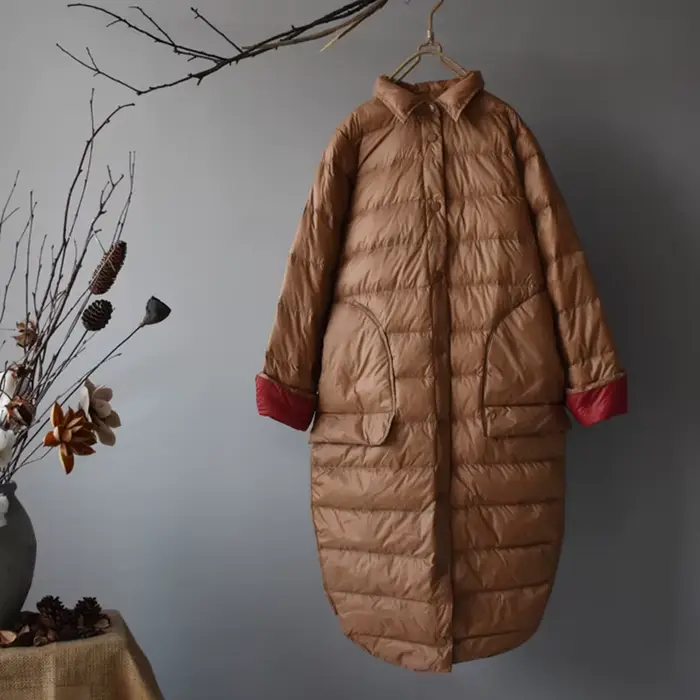 SEDUTMO zimná dlhá kačacia páperová bunda pre ženy Ultra ľahká tenká oversized kabát jeseň