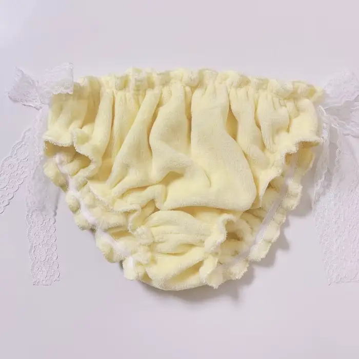Ženy Sexy Ružový Flanel Čipka Nohavičky Motýľ Nafúknuté Dotyk Teplé Hrubé Zlaté Lolita Nohavičky Živá show Tanečné Nohavičky Súkromná Párty