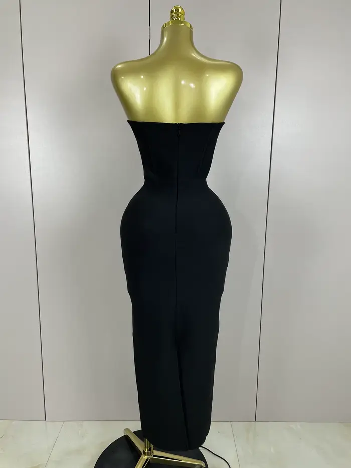 2025 femmes Sexy bretelles brillant strass moulante pansement longue robe mode célébrer soirée luxe 