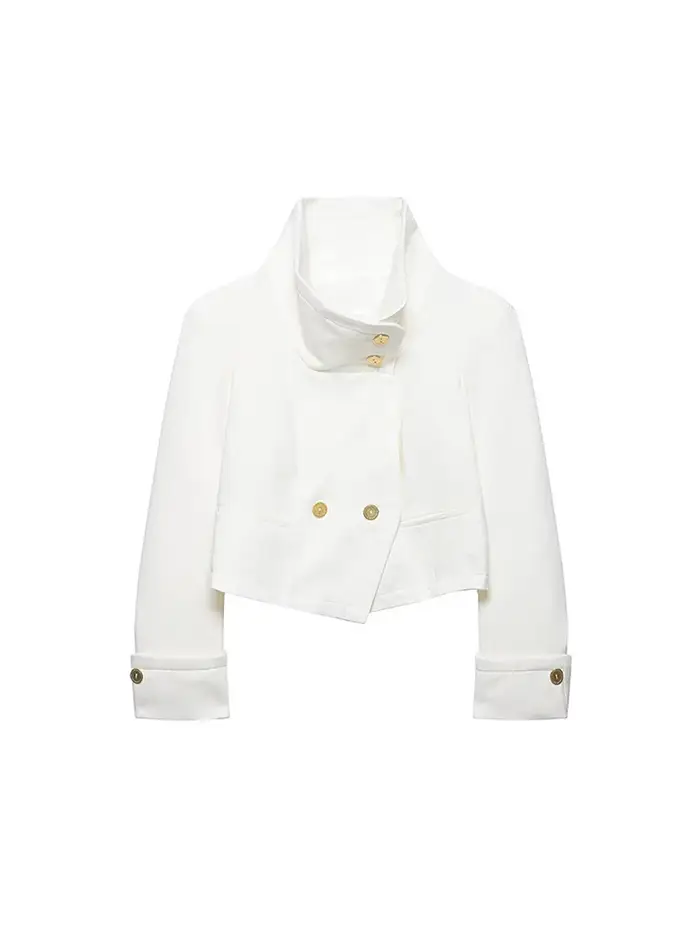 Nouvelle veste décontractée pour femme à col montant, manches longues, boutonnée, couleur unie, styl