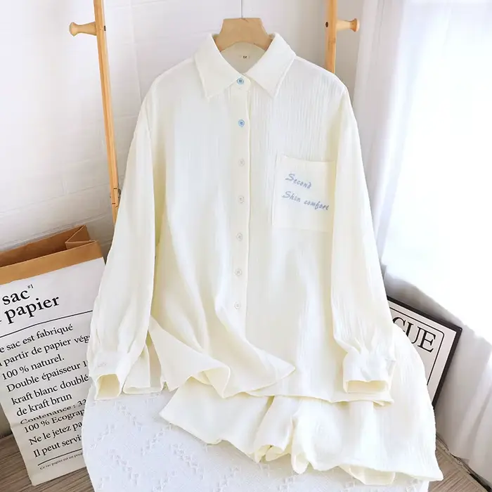 Pyjama femme 100% coton automne printemps manches longues pyjama doux ensemble pyjama femme maison e