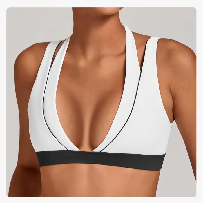 Corset d'entraînement de gymnastique bloc de couleur licou soutiens-gorge de Yoga pour femmes beau dos soutien-gorge de sport serré Fitness course tenue décontracté haut sans tasses sport et loisirs