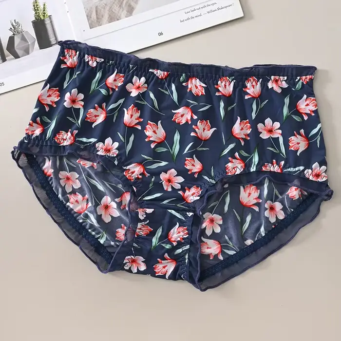 Silky Dámske čipka nohavičky, Plus veľkosť nohavičky, mlieko tlač, sexy, prehrabol, motýlik, elastický spodná bielizeň, Plus veľkosť