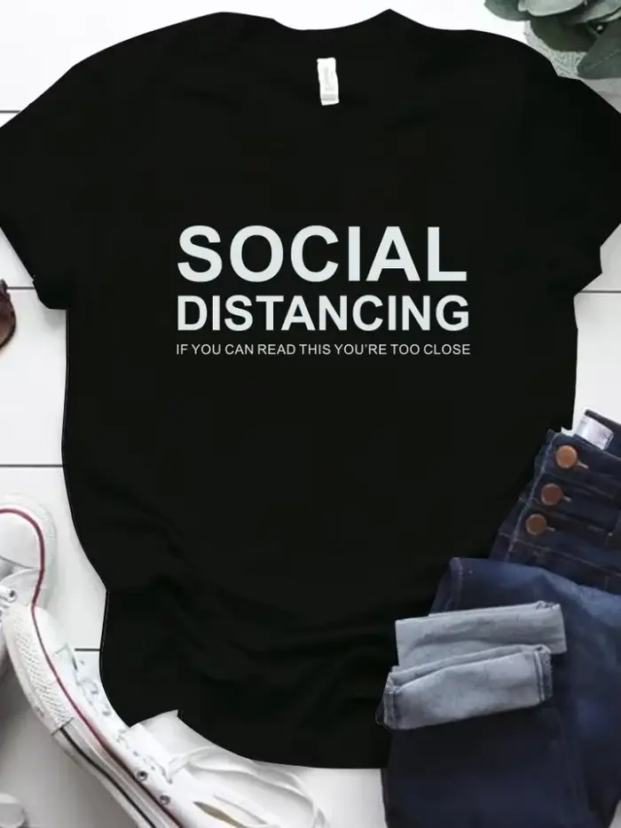 Tričko s potlačou sociálneho dištancu pre ženy