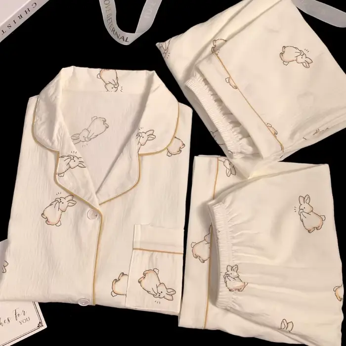 Pyjamas trois pièces pour femmes avec motif animal de compagnie décontracté et léger pour les nuits d'été et les soirées détentes à la maison