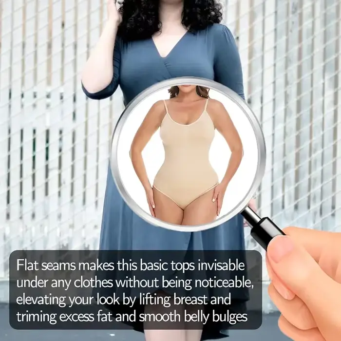 Body de forme ajustée en polyamide et élasthanne pour femmes grandes tailles, contrôle du ventre, confort tout au long de la journée, idéal pour toutes les saisons