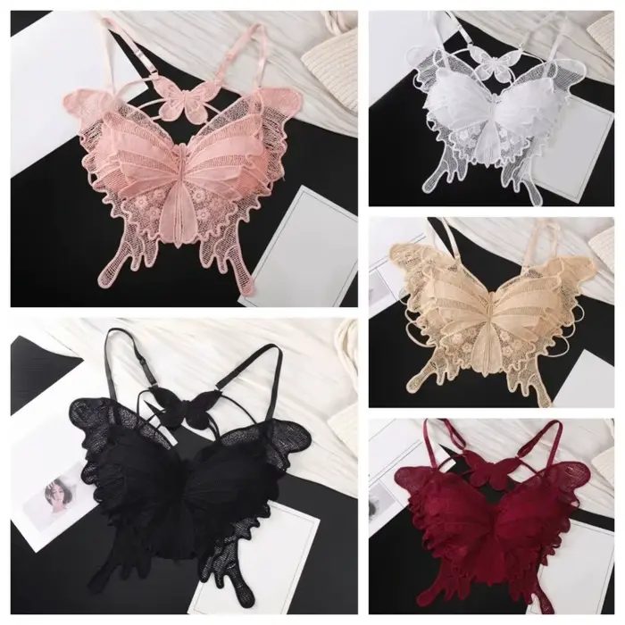 Soutiens-gorge papillon sans dos doux, coupe ajustée, rembourrés, en dentelle, camisoles, style coré