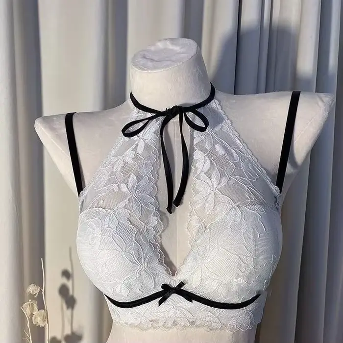 Nová francúzska podprsenka halter pre ženy s malými prsiami a sexy čipkovaná
