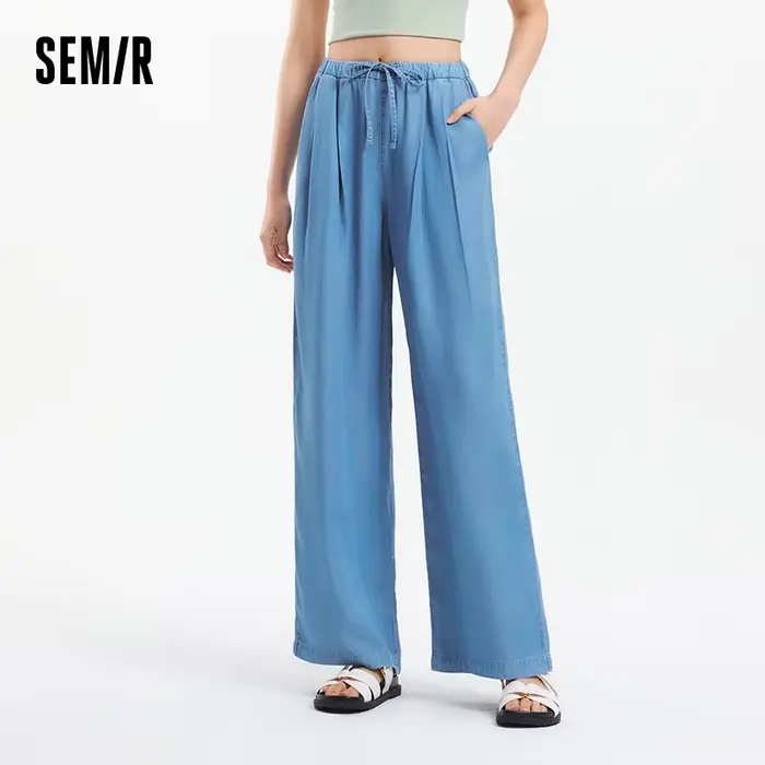 Semir taille élastique Denim pantalon femmes drapé ajustement 2025 été nouveau refroidissement jambe