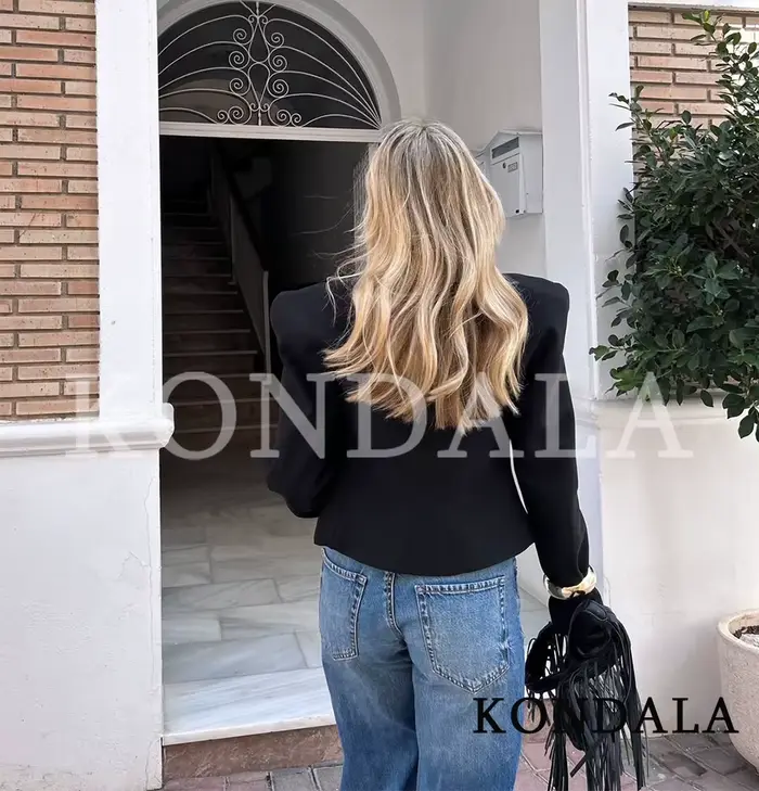 KONDALA Štíhla vintage bunda pre ženy 2026 Nové jarné trendy Elegantné napoleonské bundy pre dámy Mestský šik s vypchatými ramenami