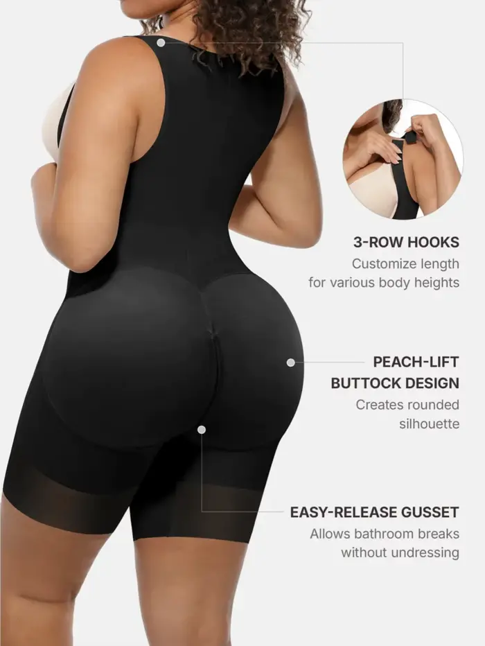 1 pièce Body sculptant intégral pour femme, avec soutien de la poitrine en U, contrôle de la taille et effet fessier galbé, post-chirurgical ﻿