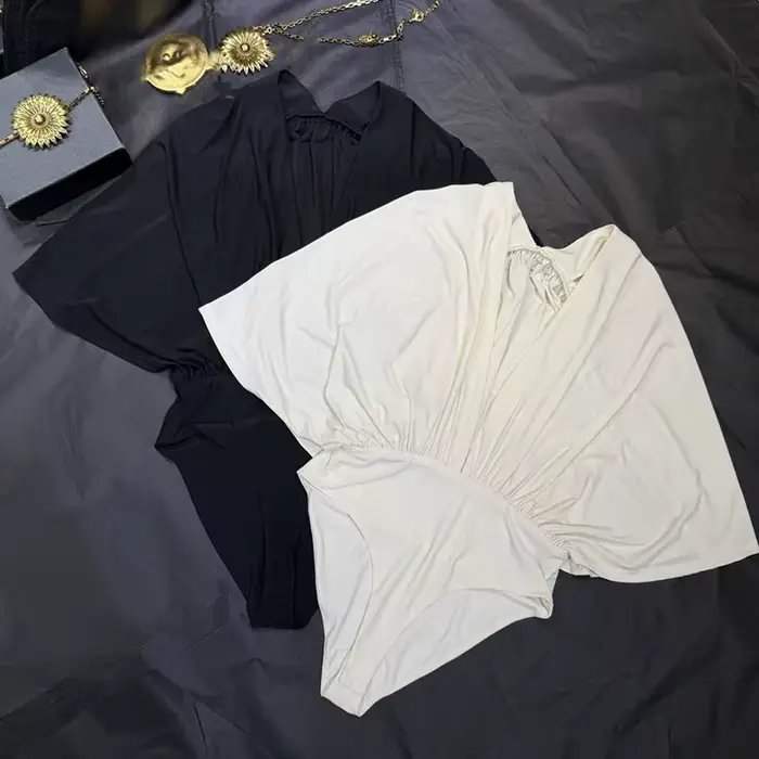 Body pre ženy, Nová kolekcia leto 2026, netopier rukávy, voľný strih, sexy, V-neck, bez rukávov, elastická sieťovina, sveter štýl