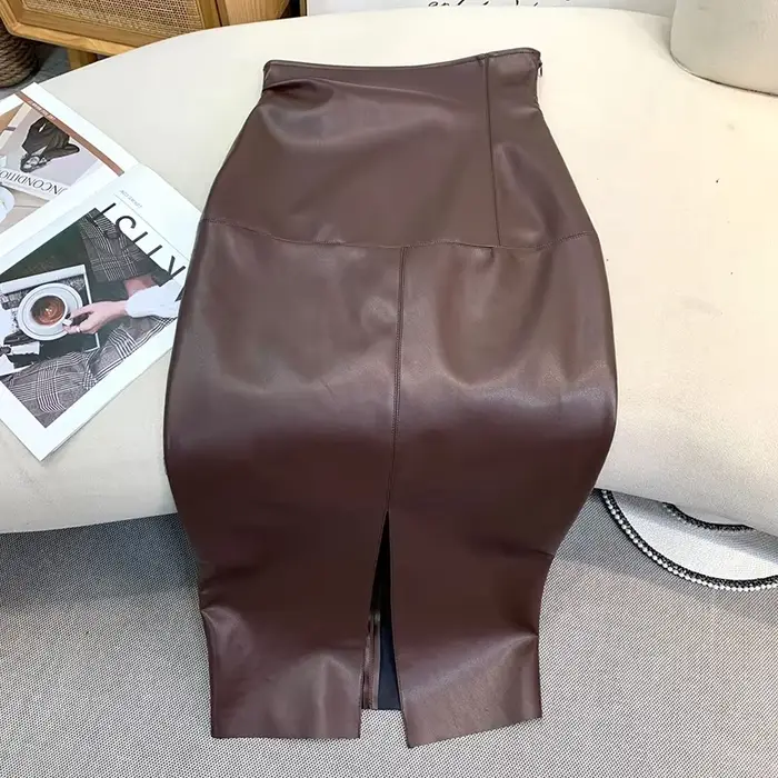 Dámske vintage sukne z umelej kože PU