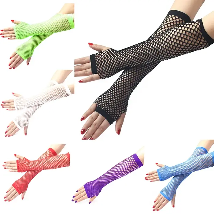 Femmes mode néon résille sans doigts longs gants jambe bras manchette tenue de fête déguisement pour