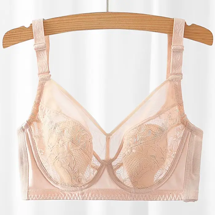 Soutien-gorge à armatures en dentelle pour femmes, soutien-gorge à couverture complète, fil souple, 