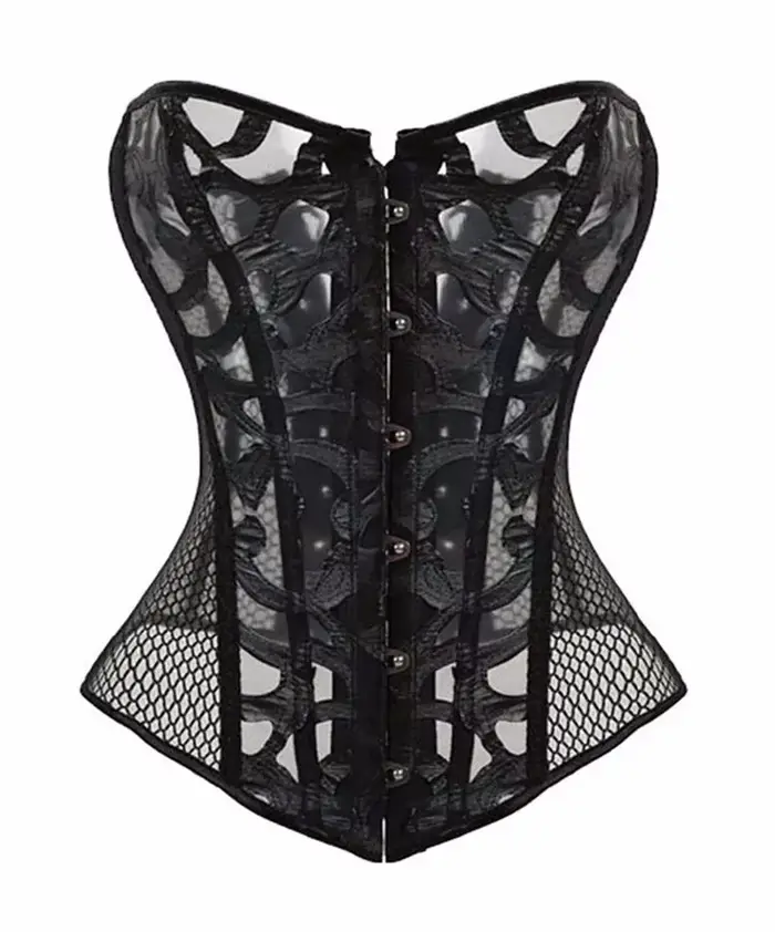 Corset Caudatus pour femme, haut en maille ajourée, style burlesque, à lacets, bustier gothique, cor