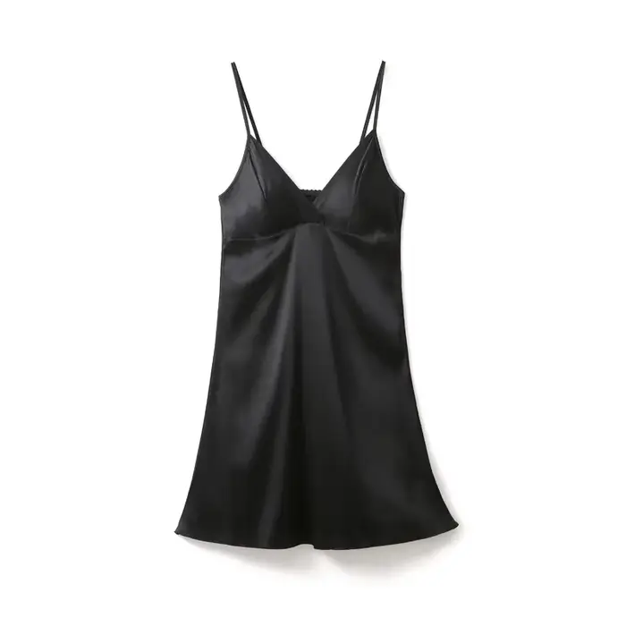 InjSatin-Chemise de nuit sexy pour femmes avec coussin de soutien-gorge, robe de nuit, coussin de po