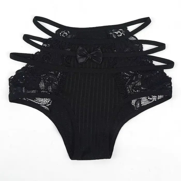 Culottes sexy en dentelle ajourée pour femmes, lingerie respirante ultra-fine, sous-vêtements en den
