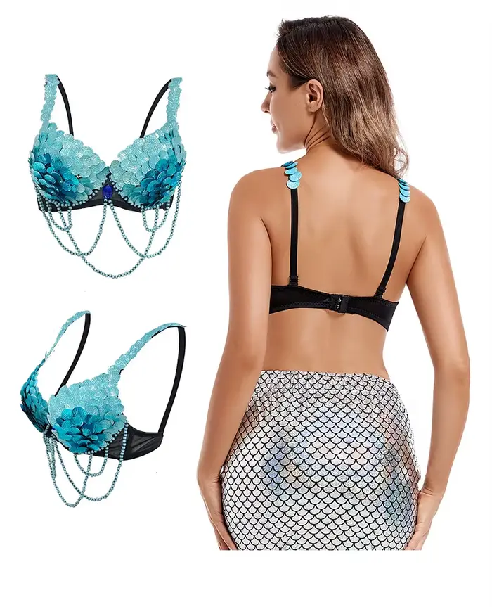 Oslňujúca festivalová podprsenka - ručne vyrobená brušná tanečná podprsenka pre karneval, rave, horáka a kostýmovú párty DIY Dancewear pre ženy