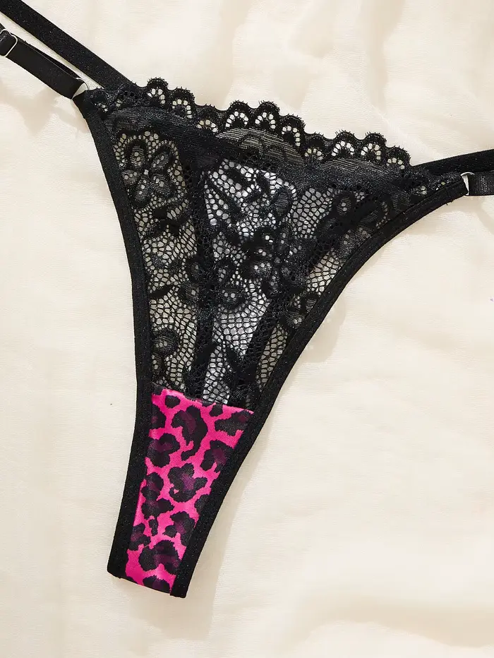 Leopard spodná bielizeň set z polyesteru a elastanu pre ženy, elegantné a pohodlné pre rôzne príležitosti