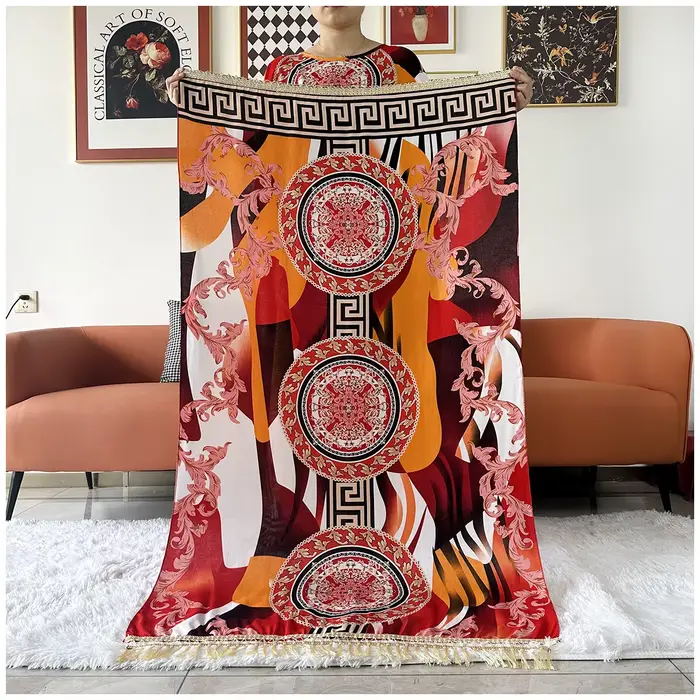 Dámske africké bavlnené dashiki kaftan s kvetinovou potlačou
