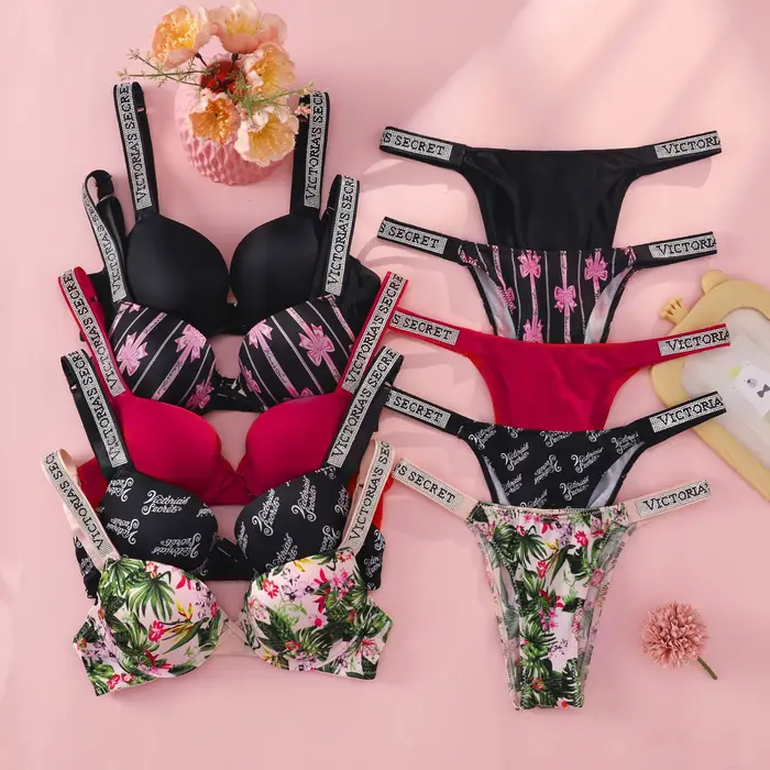 Štýlový Victoria's Secret Dámske podprsenky a nohavičky nastaviť každodenný štýl bezšvíkové pletené materiály polyester Nylon Comfort udržanie špeciálne príležitosti