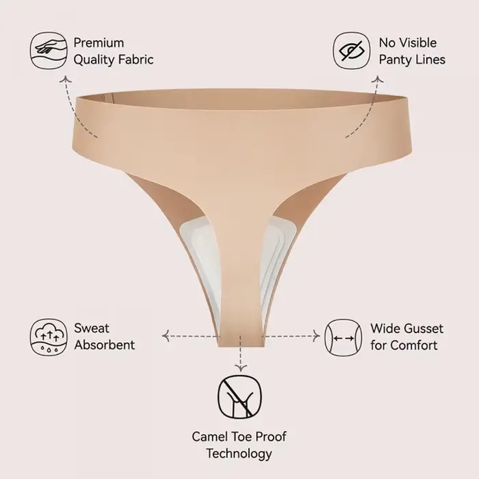 Neviditeľné nohavičky anti-camel toe pre ženy, bez švov, pre telocvičňu a cvičenie