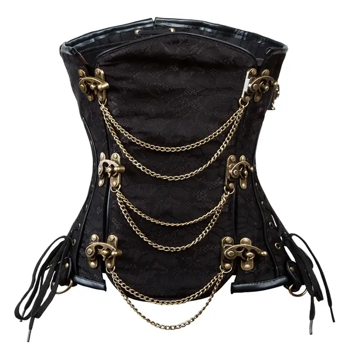 Hnedý Steampunk korzet pod prsia pre ženy