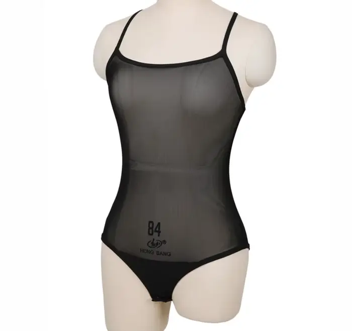 Justaucorps en maille transparente pour femme, costume de batterie une pièce, string coupe haute, te