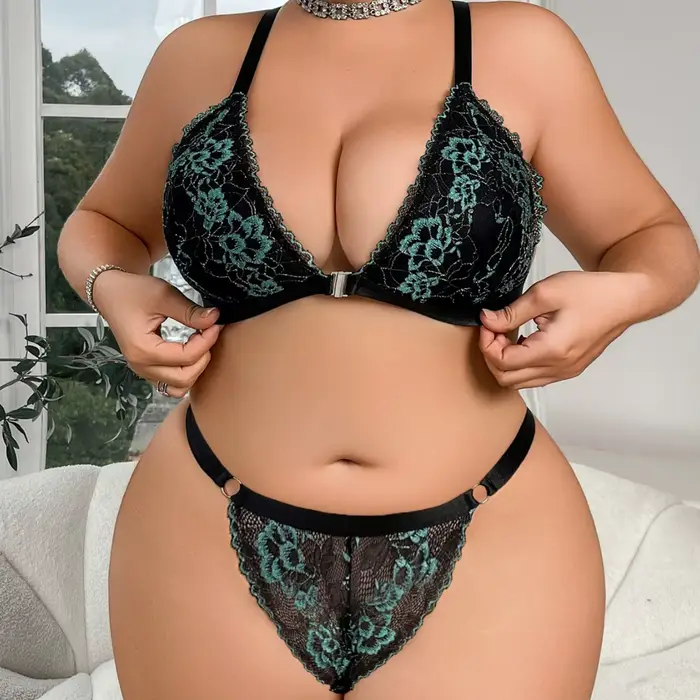 Dámska veľká veľkosť sexy čipkovaná spodná bielizeň s okrajom podprsenky a nohavičiek dvojdielna súprava pohodlná
