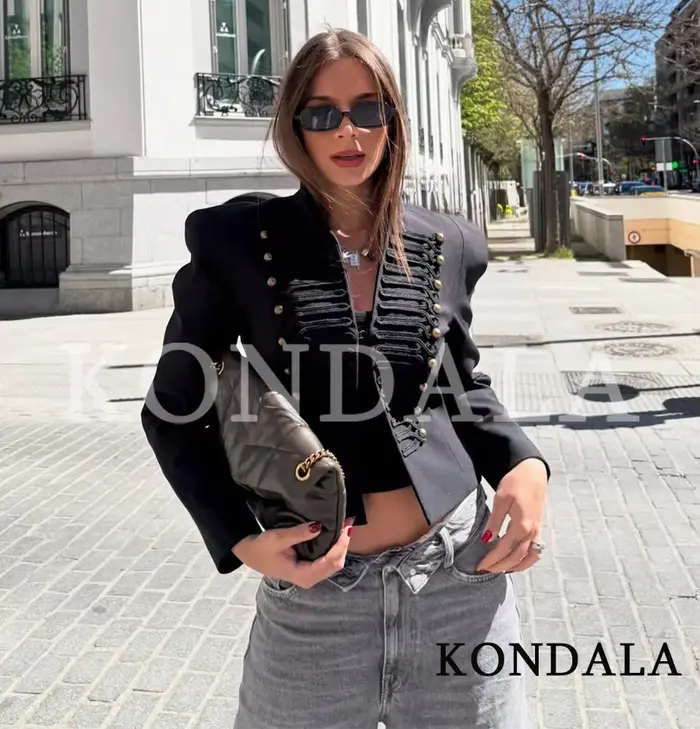 KONDALA Veste Slim Vintage Femme 2026 Nouvelles Tendances Printemps Vestes Napoléon Élégantes pour D