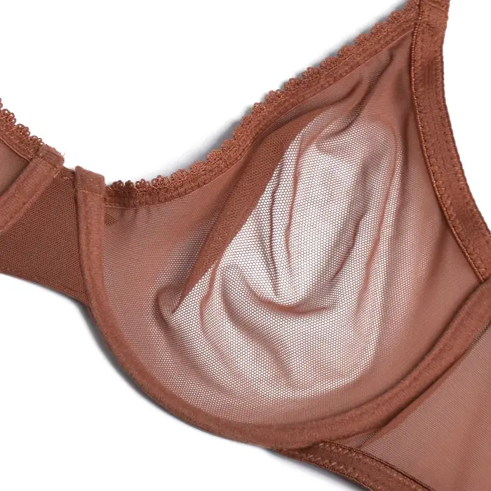 Polyesterová a elastanová podprsenka s jemnou čipkou a priehľadnosťou pre ženy, pre špeciálne príležitosti a každý deň, elegantná a pohodlná